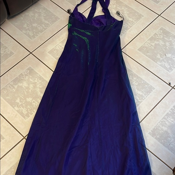 Chic Purple and Green Halter Dress - Picture 4 of 4